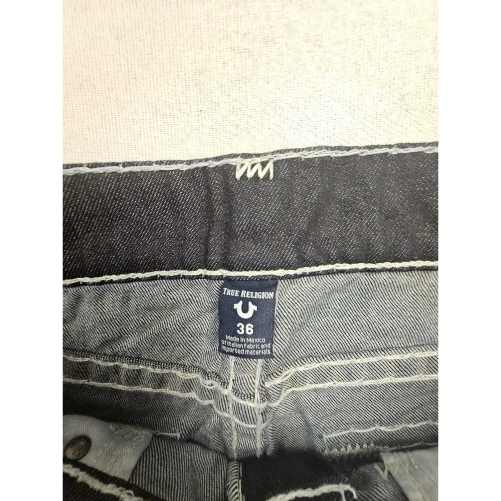 True Religion Ricky Relaxed Straight Super T Dark Wash Jeans Mens 36 Italian Fab
